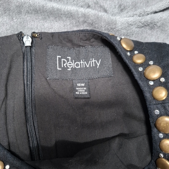 Relativity size 16W Black Sleeveless Linen Dress Embellished Studded Linen - Picture 9 of 9